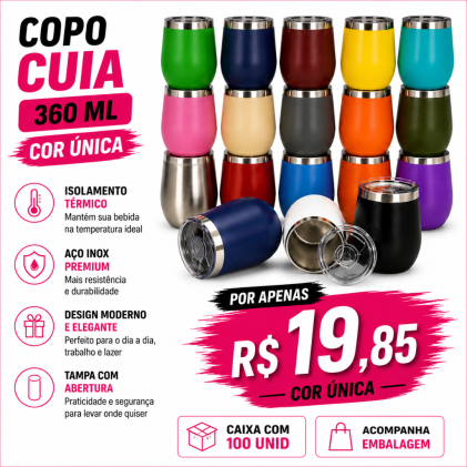Copo Cuia Térmico 360ml Personalizado – Caixa com 100 Unidades | Brinclass Copo Cuia Térmico 360ml Personalizado – Caixa com 100 Unidades | Brinclass