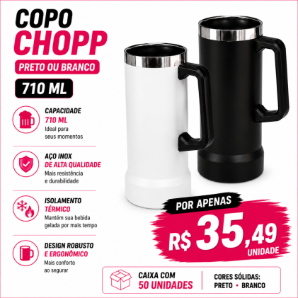 Caneca Térmica para Chopp 710ml Personalizada – Caixa com 50 Unidades | Brinclass Caneca Térmica para Chopp 710ml Personalizada – Caixa com 50 Unidades | Brinclass