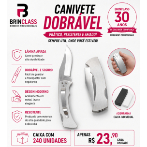 Canivete em Aço Inox Personalizado – Caixa com 240 Unidades | Brinclass