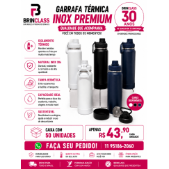 Garrafa Térmica 800ml com Base de Silicone Personalizada – Caixa com 50 Unidades | Brinclass