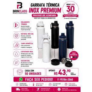 Garrafa Térmica 800ml com Base de Silicone Personalizada – Caixa com 50 Unidades | Brinclass