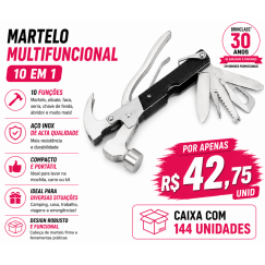 Martelo Multifuncional 10 em 1 Personalizado – Caixa com 144 Unidades | Brinclass