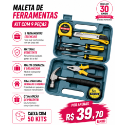 Maleta de Ferramentas Kit com 9 Peças Personalizada – Caixa com 50 Unidades | Brinclass