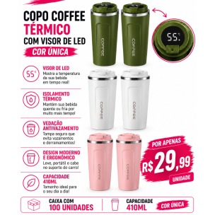 Copo Coffee Térmico com Visor LED Personalizado – Caixa com 100 Unidades | Brinclass