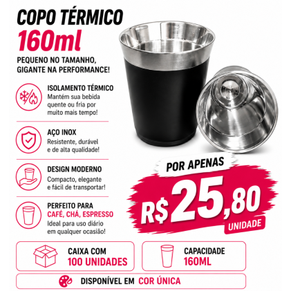 Copo Térmico 160ml Personalizado – Caixa com 100 Unidades | Brinclass