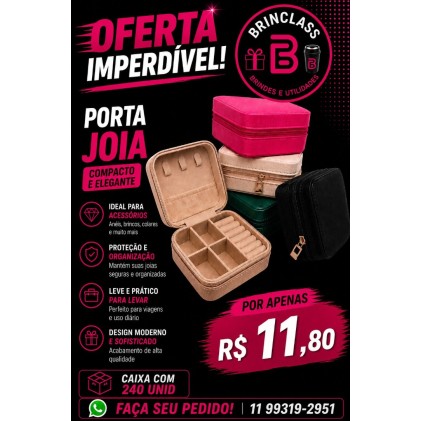 Porta-Joias Personalizado – Caixa com 240 Unidades | Brinclass