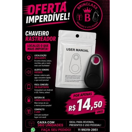 Chaveiro Localizador Rastreador Personalizado – Caixa com 360 Unidades | Brinclass