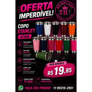 Copo Térmico 500ml Estilo Stanley Personalizado – Caixa com 75 Unidades | Brinclass
