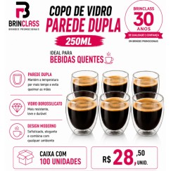 Kit Copo de vidro parede dupla Personalizado – Caixa com 100 Unidades | Brinclass