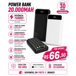 Power Bank 20.000mAh Personalizado – Caixa com 100 Unidades | Brinclass