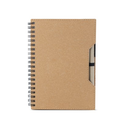 Caderno capa em papelão reciclado com caneta Personalizado