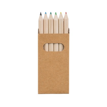 Caixa de Cartão com 6 mini Lápis de Cor Promocional