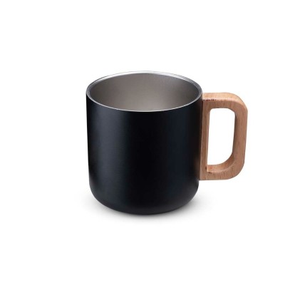 Caneca Térmica com Alça em Madeira Personalizada
