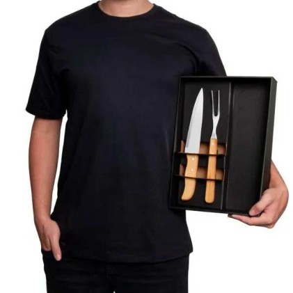 Conj. De Faca E Garfo Com Camiseta - 3 Pçs Personalizado 