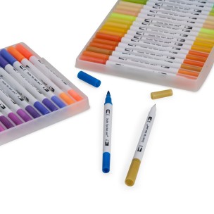 Kit Canetinhas Ponta Dupla 72 Cores Personalizada