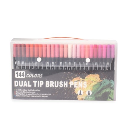 Kit Canetinhas Ponta Dupla Com 144 Cores Personalizada