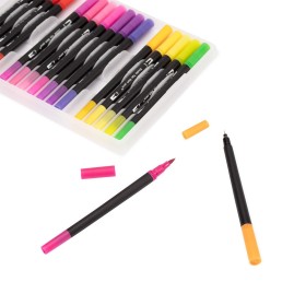 Kit Canetinhas Ponta Dupla Com 24 Cores Personalizado