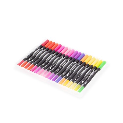 Kit Canetinhas Ponta Dupla Com 36 Cores Personalizado