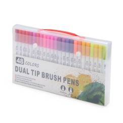 Kit Canetinhas Ponta Dupla Com 48 Cores Promocional