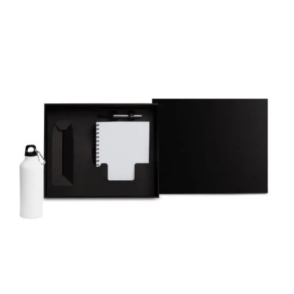 Kit Com Squeeze, Caneta E Caderno - Branco - 3 Pçs Personalizado