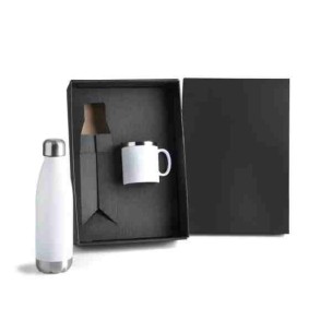 Kit Garrafa e Caneca Branca Personalizado