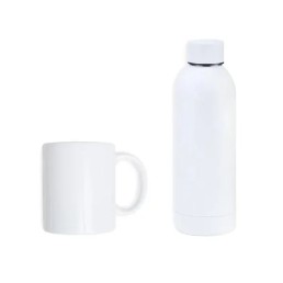 Kit Garrafa E Caneca - Branco - 2 Pçs Personalizado 