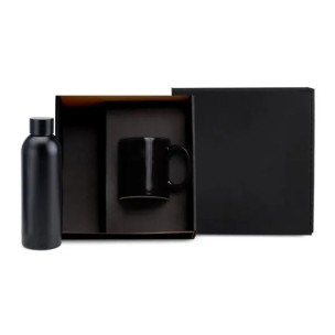 Kit Garrafa E Caneca - Preto - 2 Pçs Personalizado 