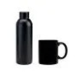 Kit Garrafa E Caneca - Preto - 2 Pçs Personalizado 