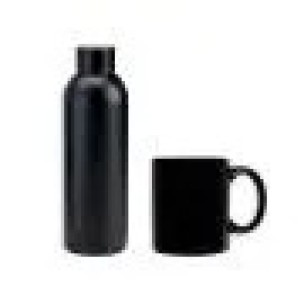 Kit Garrafa E Caneca - Preto - 2 Pçs Personalizado 