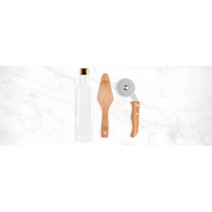 Kit para Pizza com Cortador, Espátula e Garrafa com Logo