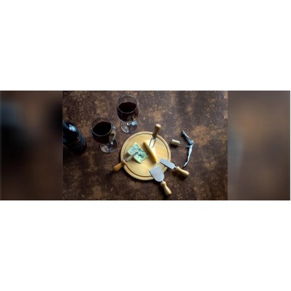 Kit Queijo e Vinho Com Abridor Saca Rolhas 8 Peças com Logo 