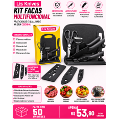 Kit Facas Multifuncional 5 Peças com Base Organizadora Personalizado