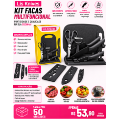 Kit Facas Multifuncional 5 Peças com Base Organizadora Personalizado