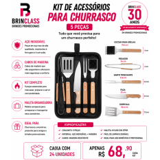 Kit para Churrasco 5 Peças Personalizado com Maleta