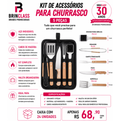 Kit para Churrasco 5 Peças Personalizado com Maleta