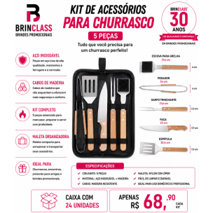 Kit para Churrasco 5 Peças Personalizado com Maleta