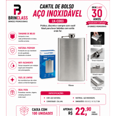 Cantil de Bolso em Aço Inoxidável 226 ml Personalizado