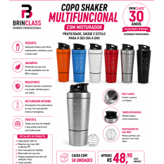 Copo Shaker Multifuncional 600ml com Misturador em Aço Inox Personalizado