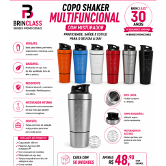 Copo Shaker Multifuncional 600ml com Misturador em Aço Inox Personalizado
