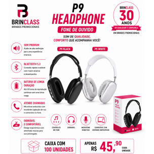 Headphone Bluetooth P9 Wireless 5.3 Dobrável com Microfone Personalizado