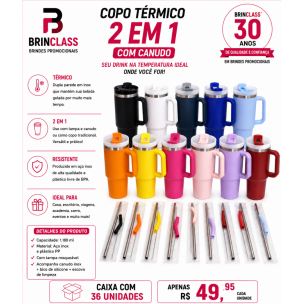 Copo Térmico 2 em 1 com Canudo 1180ml Personalizado