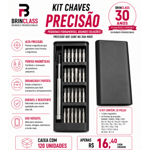Kit Chaves de Precisão 25 Peças com Pontas Magnéticas Personalizado