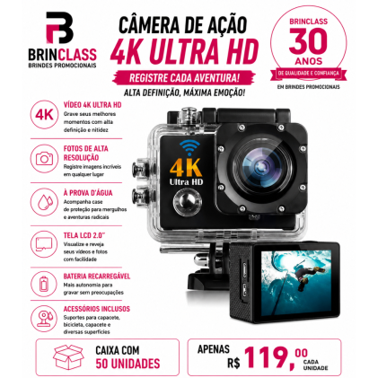 Câmera de Ação 4K Ultra HD Wi-Fi Personalizada