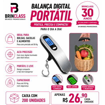 Balança Digital Portátil até 50kg Personalizada