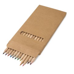 Caixa de Cartão com 12 mini Lápis de Cor Promocional