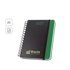 Agenda A5 em papel 100% reciclado e acabamento mate promocional