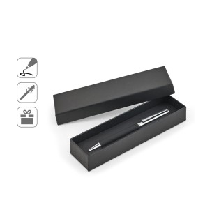 Caneta esferográfica em aço inox com acabamento brilhante e escrita preta Dokumental® promocional