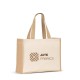 Sacola em canvas (320g/m²), com fundo e laterais em juta laminada (350 g/m²) de tons naturais personalizado
