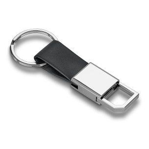 Chaveiro de Couro e Metal Com Mosquetão
