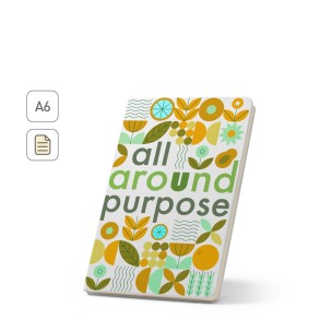 Caderno A6 com capa rígida, ideal para personalização em sublimação com logotipo